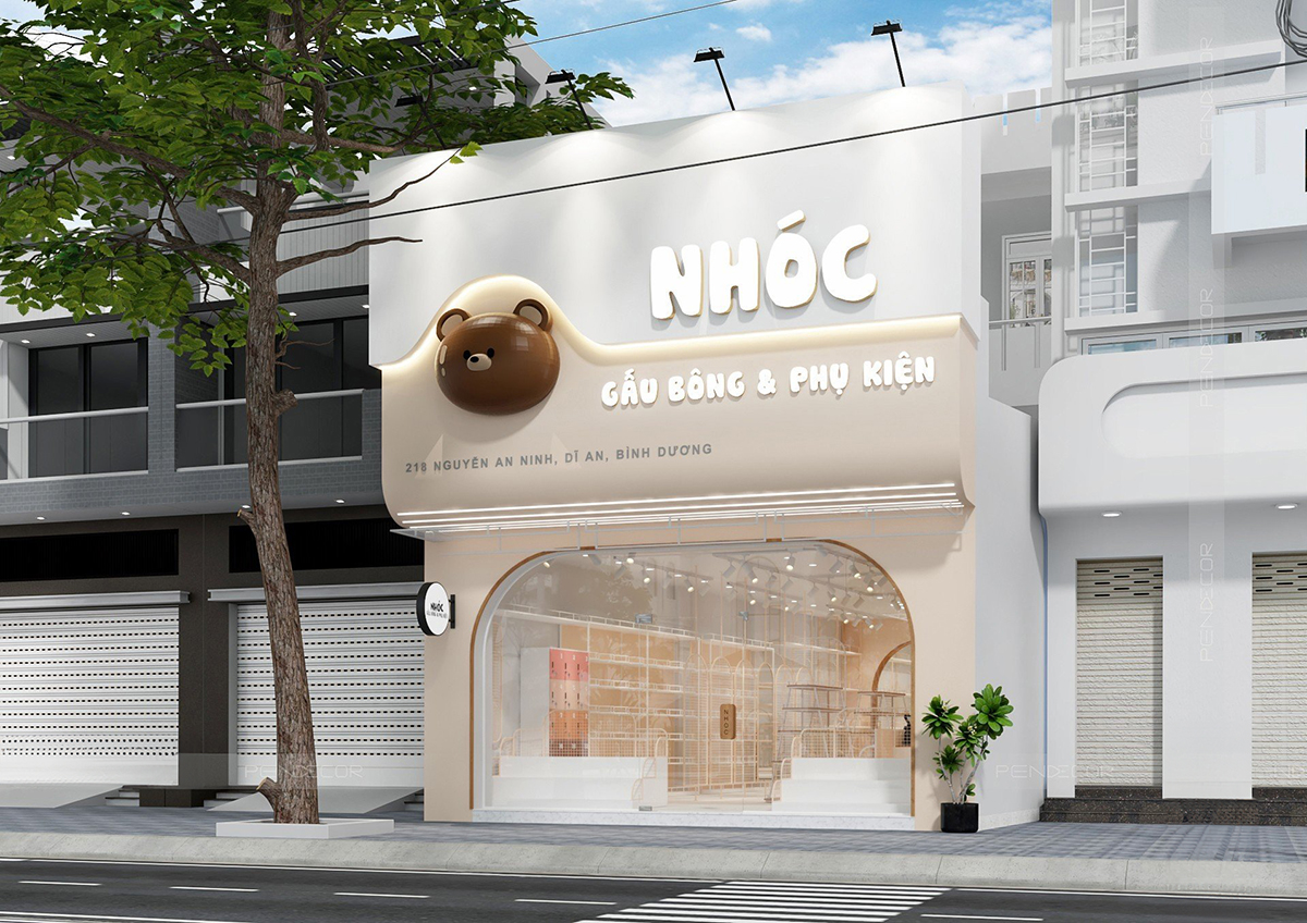 thiết kế cửa hàng gấu bông nhóc